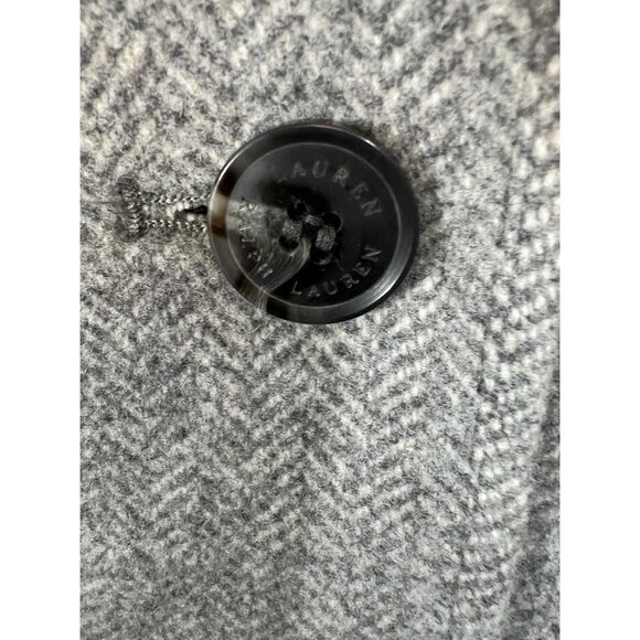 Lauren Ralph Lauren Womens Gray Herringbone Wool-Blend Coat W/ Button Closure & - Picture 2 of 12